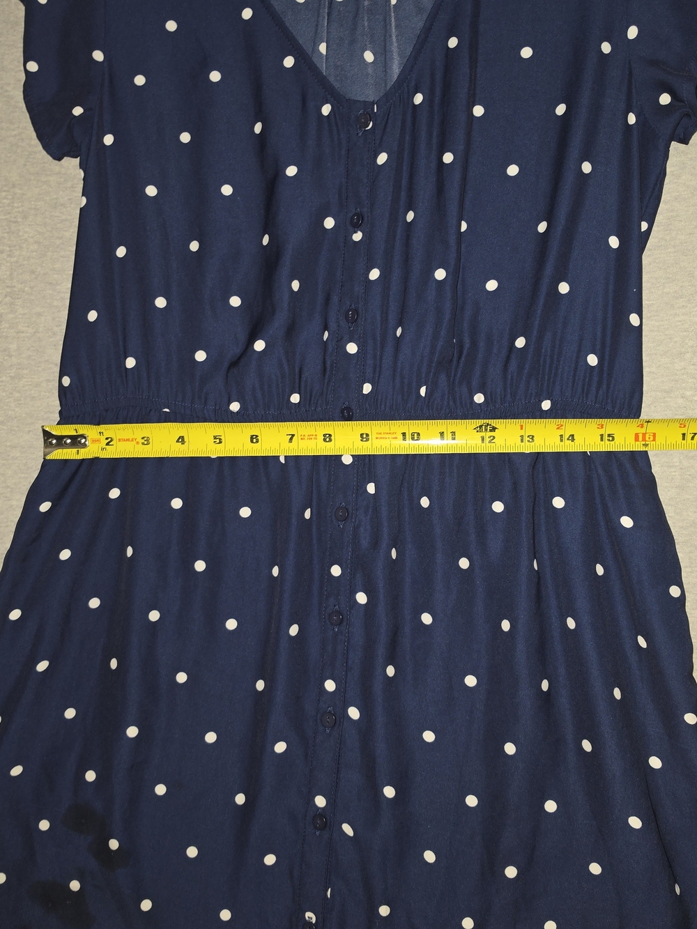 Classic Navy Polka Dot Button-Front Dress - Picture 4 of 6